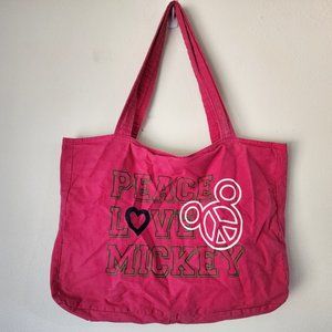 Walt Disney World, Disney Resort Mikey Mouse Canvas Tote Bag, Pink, 100% Cotton.